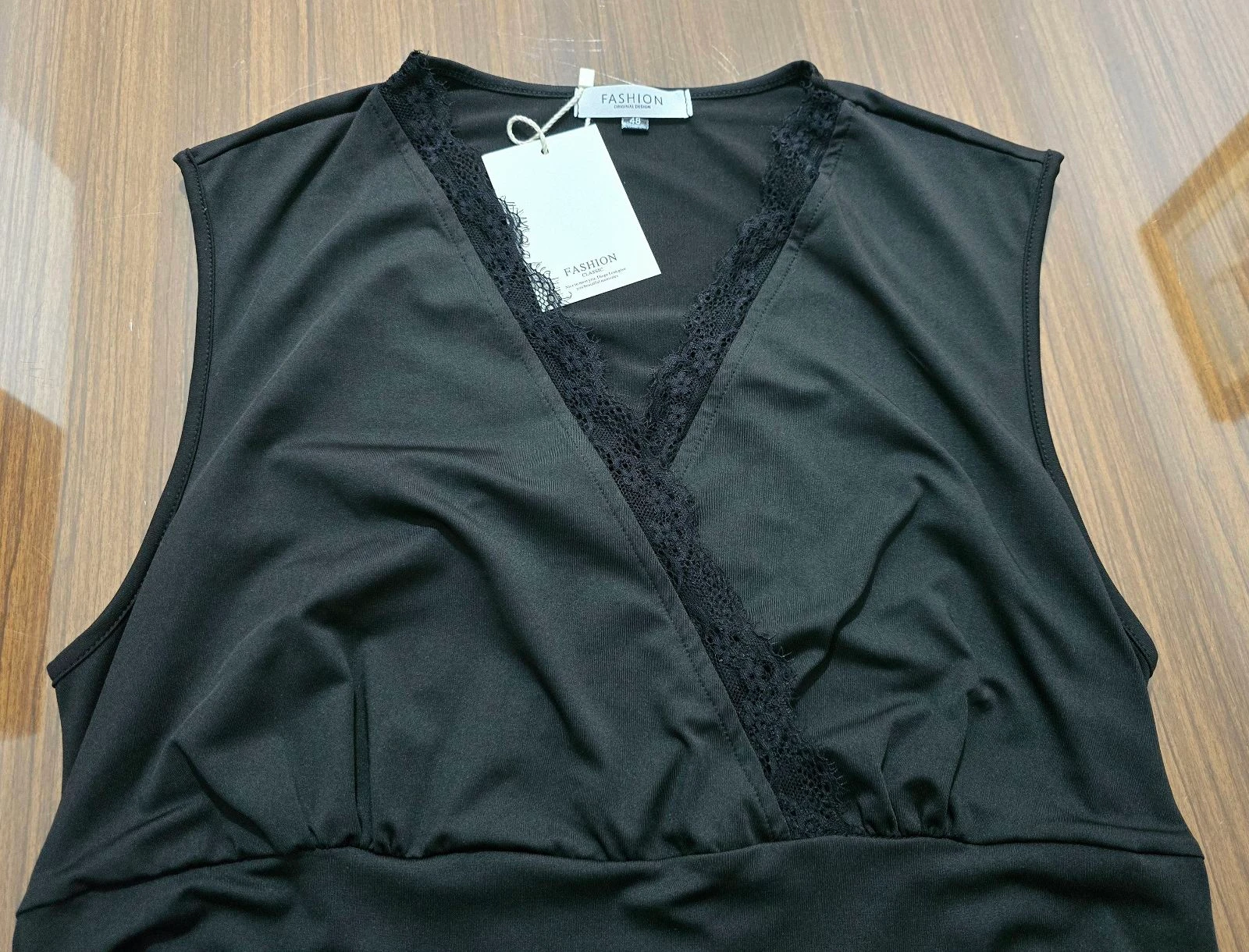 Vestido elástico drapeado negro talla 48 – photo 3